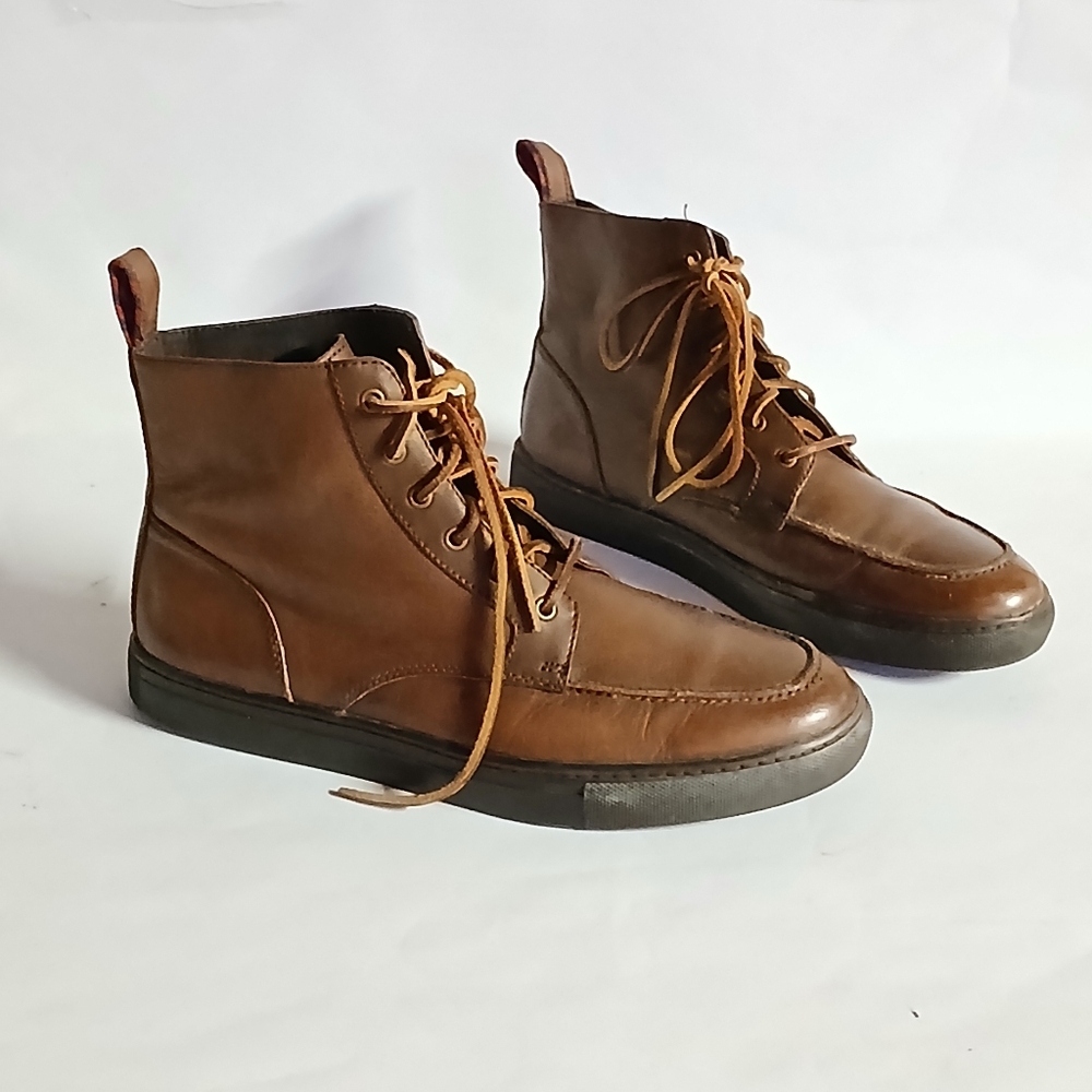 Men's Polo Ralph Lauren Jarrod Mid Brown Leather Sneaker Ankle Boots Side 9